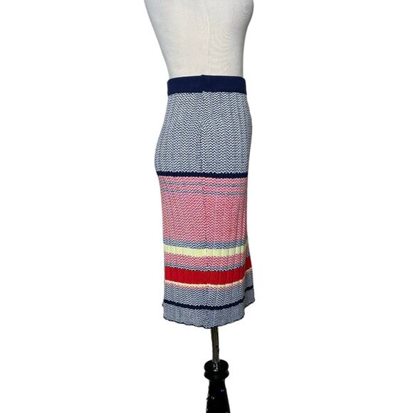 Lucy Paris blue red striped knit pull on tube skirt size Small - Picture 7 of 12